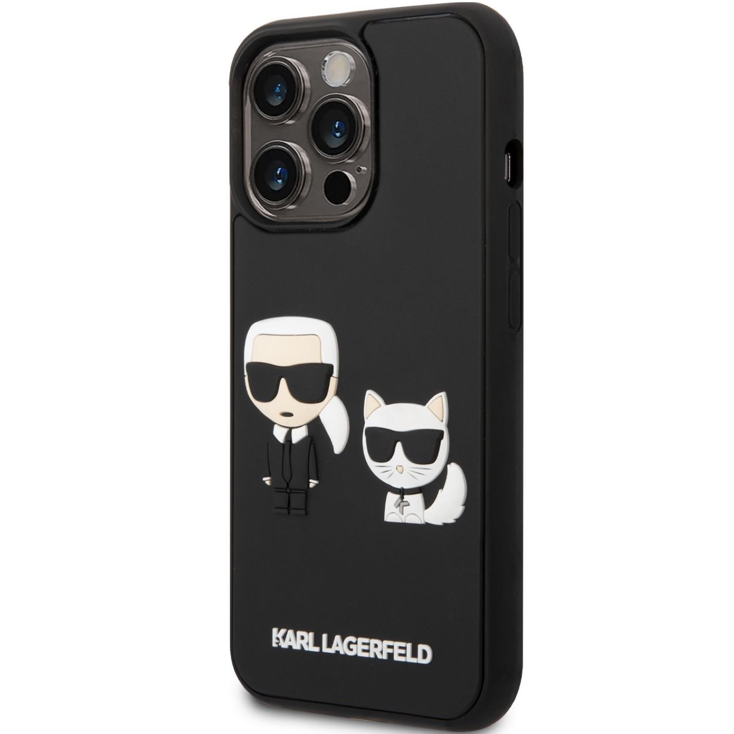 Karl Lagerfeld and Choupette 3D Fekete iPhone 14 Pro Tok | BHcase