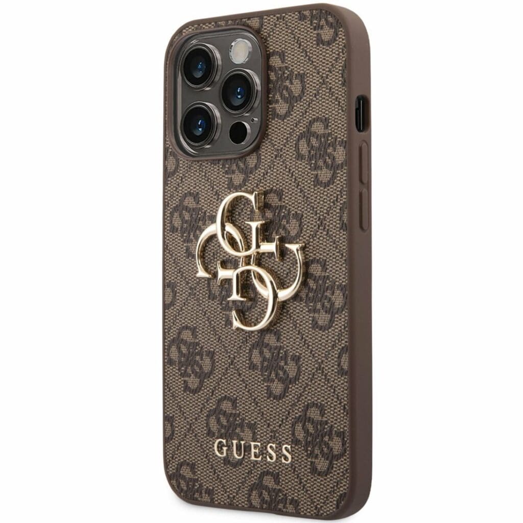 Guess PU 4G Metal Logo Brown iPhone 14 Pro Tok
