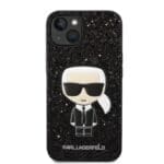 Karl Lagerfeld Glitter Flakes Ikonik Fekete iPhone 14 Plus Tok