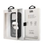 Karl Lagerfeld Saffiano Monogram Fekete iPhone 14 Pro Tok