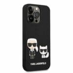 Karl Lagerfeld MagSafe Liquid Silicone Karl and Choupette Fekete iPhone 14 Pro Tok