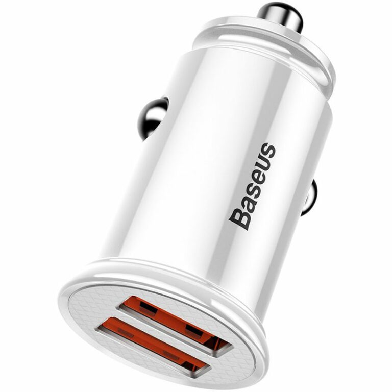 Baseus Car Charger Circular Plastic A+A Dual Quick Charge 3.0 30W Fehér