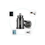 Baseus Grain Autó Töltő Mini Autó Töltő 2x USB 3.1A Black (CCALL-ML01)