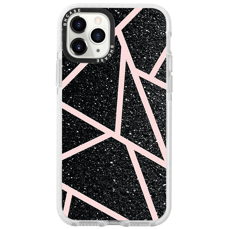 Fekete Glitter Rózsaszín iPhone 11 Pro Tok