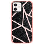 Fekete Glitter Rózsaszín iPhone 12/12 Pro Tok