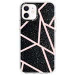 Fekete Glitter Rózsaszín iPhone 12 Mini Tok