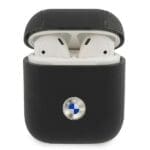 BMW BMA2SSLBK Black Geniune Leather Silver Logo AirPods 1/2 Tok