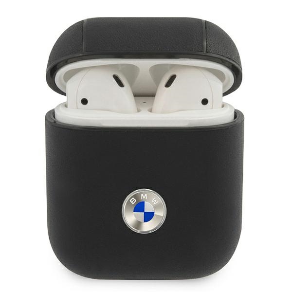 BMW BMA2SSLBK Black Geniune Leather Silver Logo AirPods 1/2 Tok