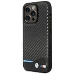 BMW BMHCP14L22NBCK Black Leather Carbon iPhone 14 Pro Tok