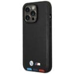 BMW BMHCP14L22PTDK Black Leather Stamp Tricolor iPhone 14 Pro Tok