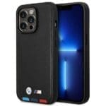 BMW BMHCP14L22PTDK Black Leather Stamp Tricolor iPhone 14 Pro Tok