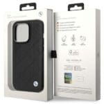 BMW BMHCP14L22RQDK Black Leather Quilted iPhone 14 Pro Tok