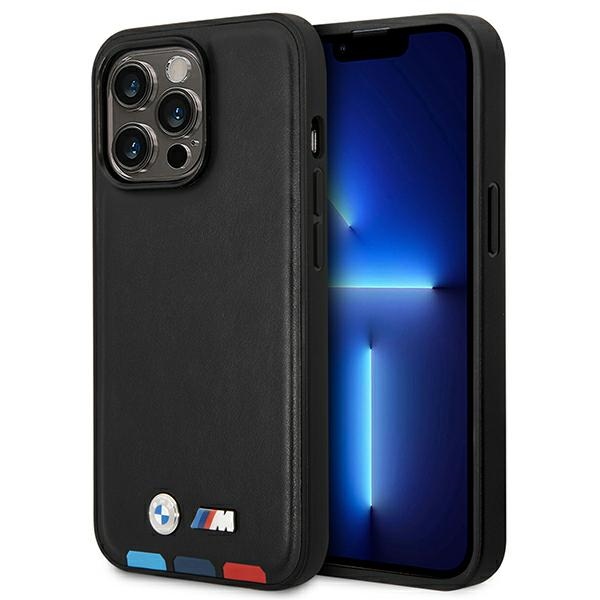 BMW BMHMP14L22PTDK Black Leather Stamp Tricolor Magsafe iPhone 14 Pro Tok