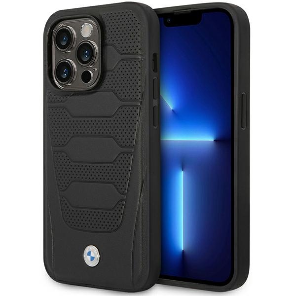 BMW BMHMP14L22RPSK Black Leather Seats Pattern MagSafe iPhone 14 Pro Tok