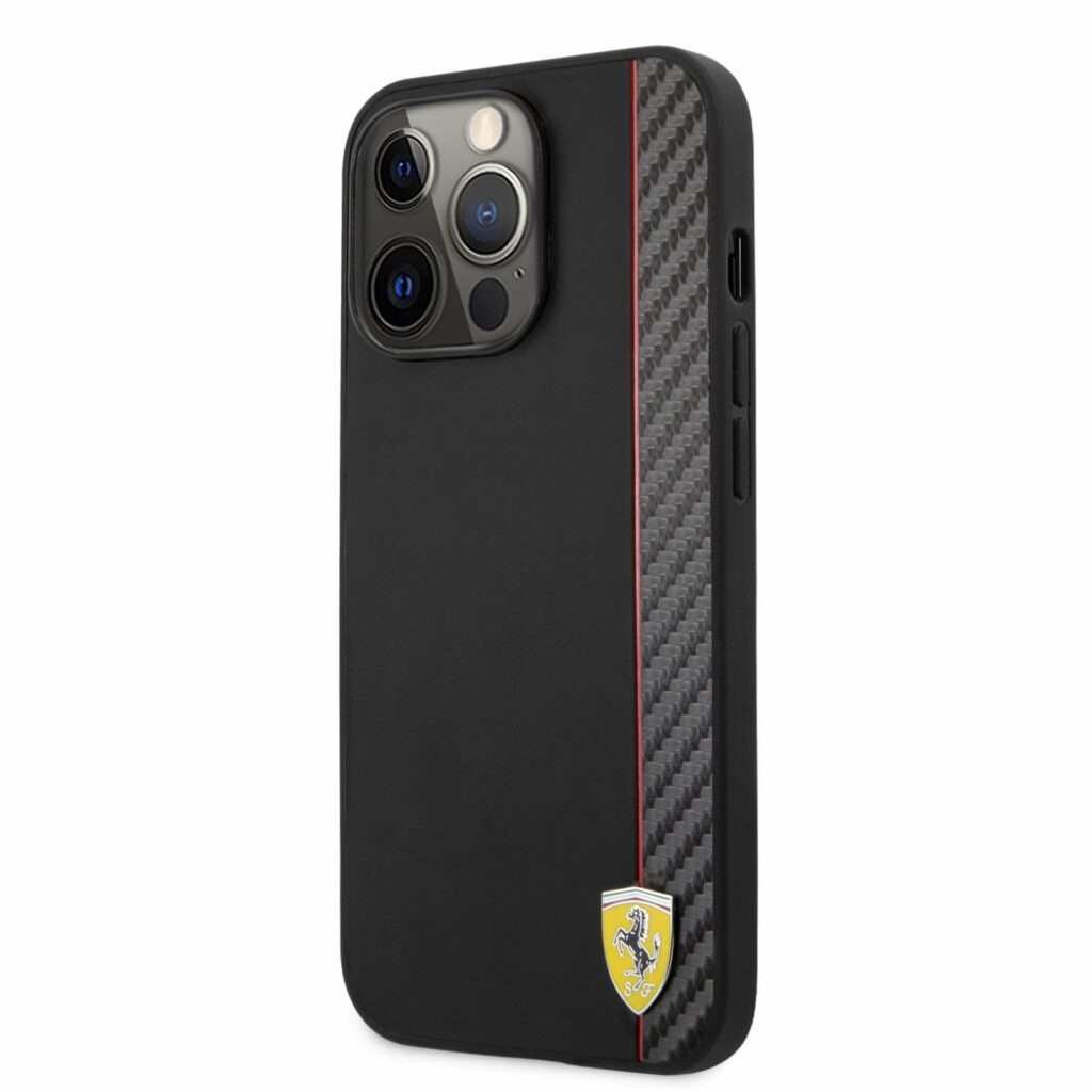 Ferrari Smooth and Carbon Effect iPhone 13 Pro Tok Black