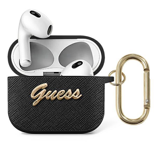 Guess GUA3SASMK Black Saffiano Script Metal Collection AirPods 3 Tok