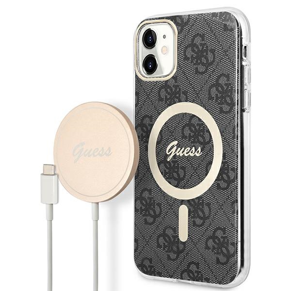 Guess GUBPN61H4EACSK Black 4G Print MagSafe iPhone 11 Tok + Töltő