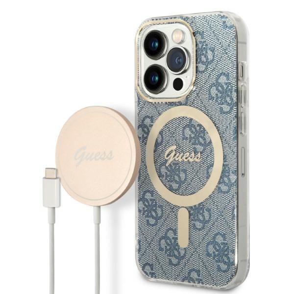 Guess GUBPP14LH4EACSB Blue 4G Print MagSafe iPhone 14 Pro Tok + Töltő