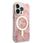 Guess GUBPP14LHJEACSP Pink Jungle MagSafe iPhone 14 Pro Tok + Töltő