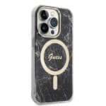 Guess GUBPP14LHMEACSK Black Marble MagSafe iPhone 14 Pro Tok + Töltő