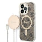 Guess GUBPP14XH4EACSW Brown 4G Print MagSafe iPhone 14 Pro Max Tok + Töltő