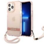 Guess GUHCP13LHTSGSP Pink Translucent Stap iPhone 13 Pro Tok