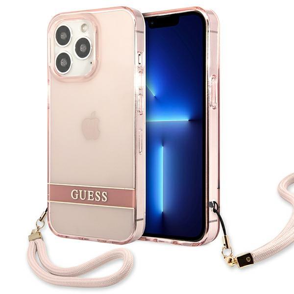 Guess GUHCP13LHTSGSP Pink Translucent Stap iPhone 13 Pro Tok