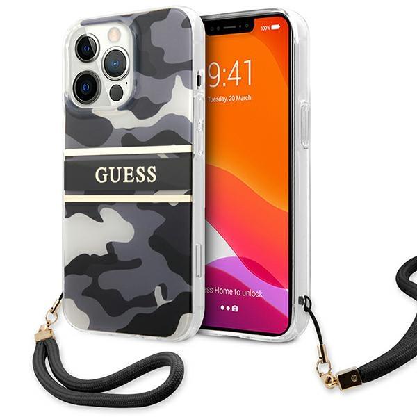 Guess GUHCP13LKCABBK Black Camo Strap Collection iPhone 13 Pro Tok