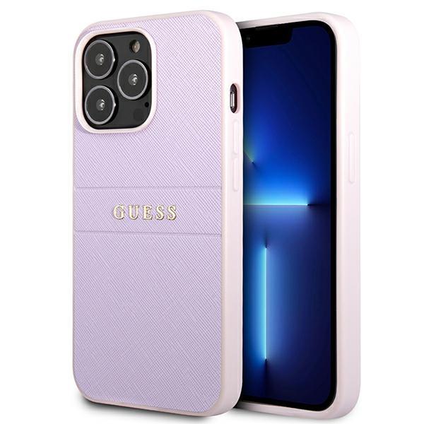 Guess GUHCP13LPSASBPU Purple Saffiano Hot Stamp & Metal Logo iPhone 13 Pro Tok