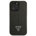 Guess GUHCP13LPSATLK Black SaffianoTriangle Logo iPhone 13 Pro Tok
