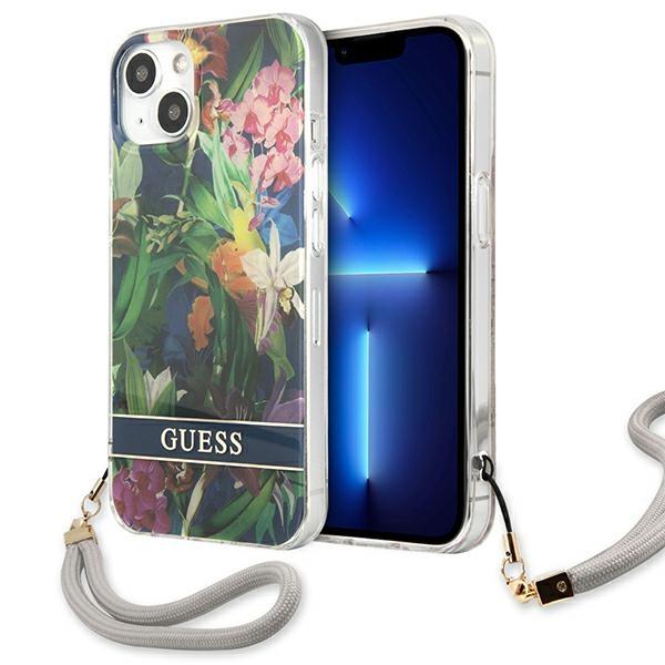 Guess GUHCP13SHFLSB Blue Flower Strap iPhone 13 Mini Tok