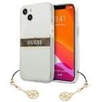 Guess GUHCP13SKB4GBR Brown Strap Charm Transparent iPhone 13 Mini Tok