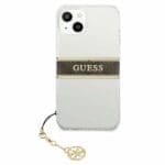 Guess GUHCP13SKB4GBR Brown Strap Charm Transparent iPhone 13 Mini Tok