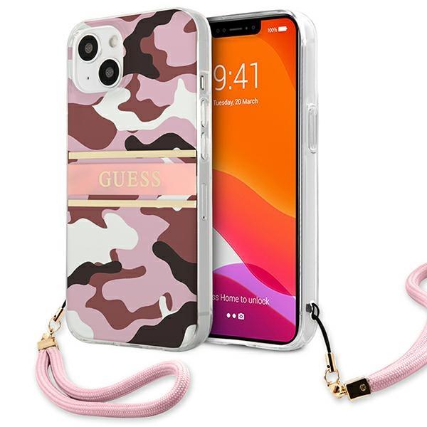 Guess GUHCP13SKCABPI Pink Camo Strap Collection iPhone 13 Mini Tok