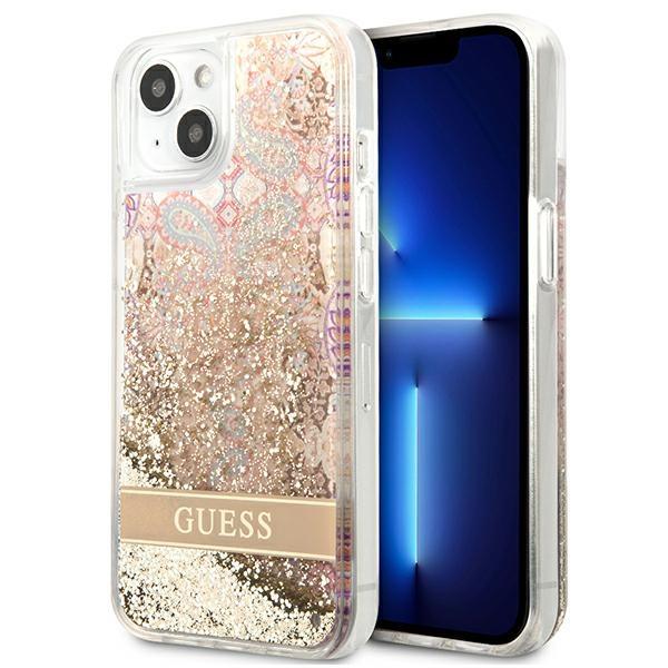 Guess GUHCP13SLFLSD Gold Paisley Liquid Glitter iPhone 13 Mini Tok