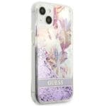 Guess GUHCP13SLFLSU Purple Flower Liquid Glitter iPhone 13 Mini Tok