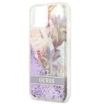 Guess GUHCP13SLFLSU Purple Flower Liquid Glitter iPhone 13 Mini Tok