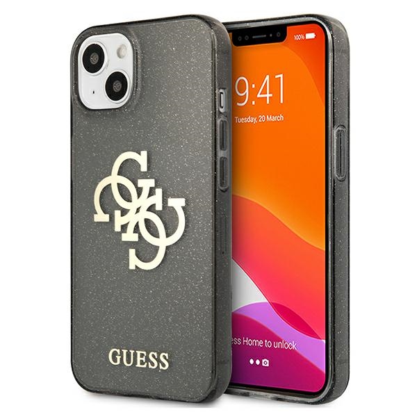 Guess GUHCP13SPCUGL4GBK Black Hardcase Glitter 4G Big Logo iPhone 13 Mini Tok