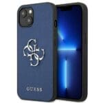 Guess GUHCP13SSA4GSBL Blue Saffiano 4G Metal Logo iPhone 13 Mini Tok