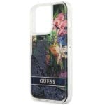 Guess GUHCP13XLFLSB Blue Flower Liquid Glitter iPhone 13 Pro Max Tok
