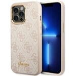 Guess GUHCP14LHG4SHP Pink 4G Vintage Gold Logo iPhone 14 Pro Tok