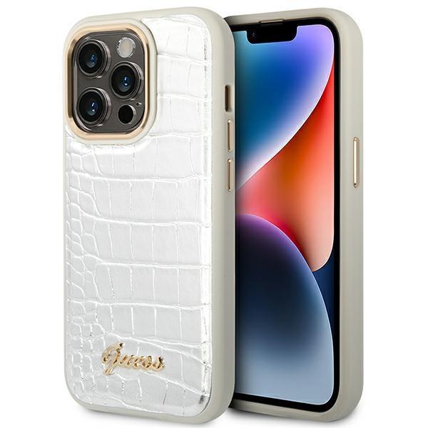 Guess GUHCP14LHGCRHS Silver Croco Collection iPhone 14 Pro Tok