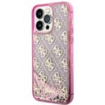 Guess GUHCP14LLC4PSGP Pink Hardcase Liquid Glitter 4G Transparent iPhone 14 Pro Tok