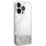 Guess GUHCP14LLCSGSGH White Hardcase Liquid Glitter Marble iPhone 14 Pro Tok