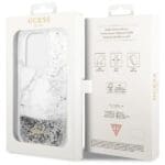 Guess GUHCP14LLCSGSGH White Hardcase Liquid Glitter Marble iPhone 14 Pro Tok