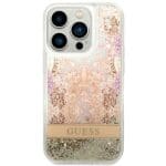 Guess GUHCP14LLFLSD Gold Paisley Liquid Glitter iPhone 14 Pro Tok