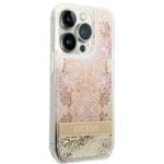 Guess GUHCP14LLFLSD Gold Paisley Liquid Glitter iPhone 14 Pro Tok