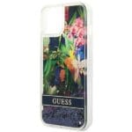Guess GUHCP14MLFLSB Blue Flower Liquid Glitter iPhone 14 Plus Tok