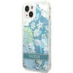 Guess GUHCP14MLFLSN Green Flower Liquid Glitter iPhone 14 Plus Tok