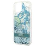 Guess GUHCP14MLFLSN Green Flower Liquid Glitter iPhone 14 Plus Tok